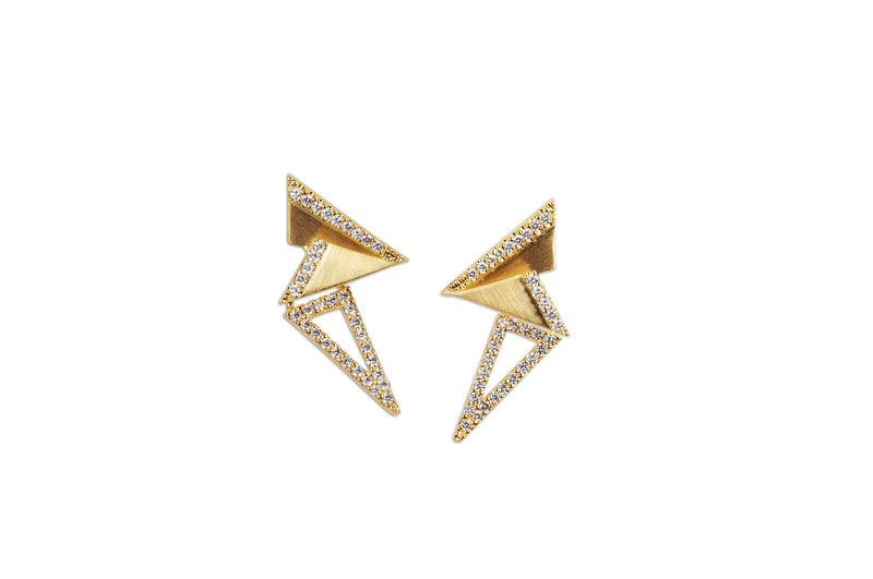 Origami Brushed Gold Mini Earrings