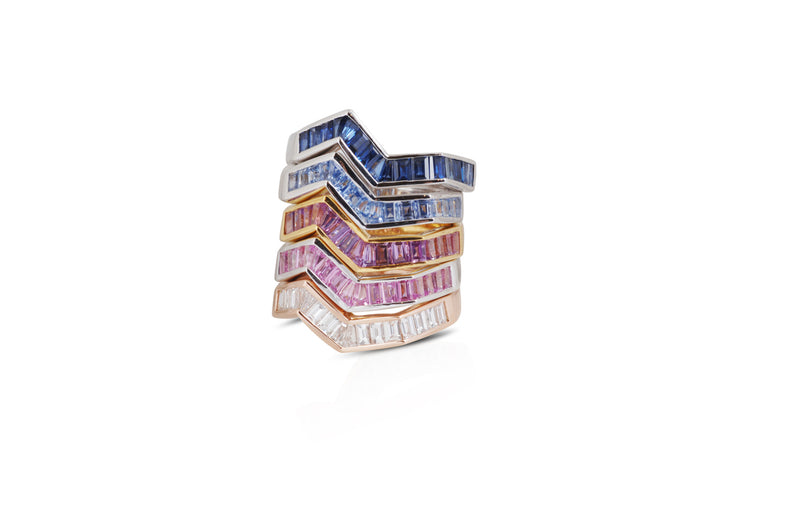Origami Ziggy Purple Sapphire Ring in White Gold