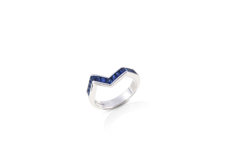 Origami Ziggy Blue Sapphire Ring in Rose Gold