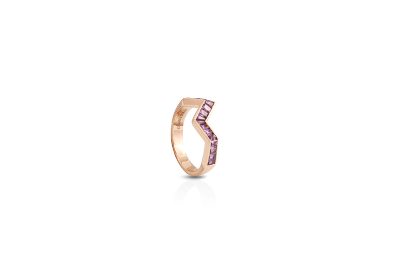 Origami Ziggy Purple Sapphire Ring in Rose Gold