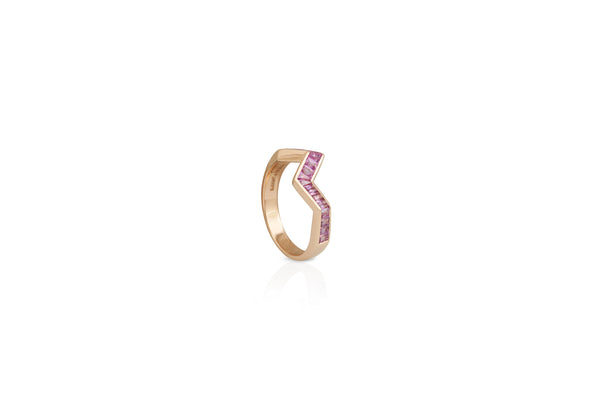 Origami Ziggy Pink Sapphire Ring in Rose Gold