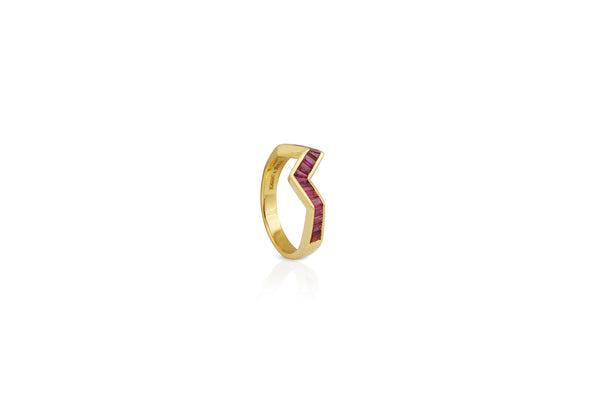 Origami Ziggy Ruby Ring in Yellow Gold