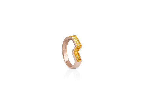 Origami Ziggy Yellow Sapphire Ring in Rose Gold