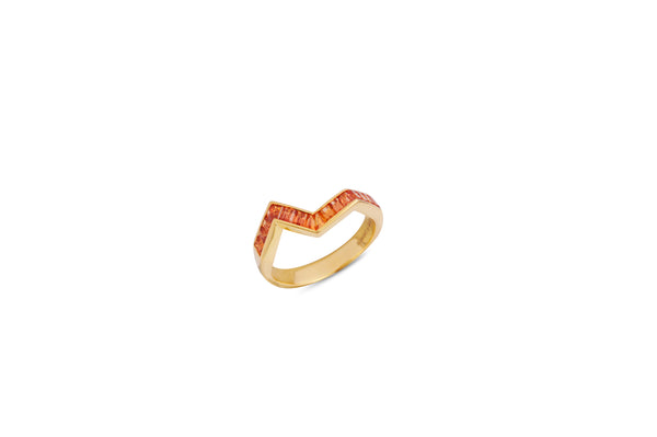 Origami Ziggy Orange Sapphire Ring in Yellow Gold