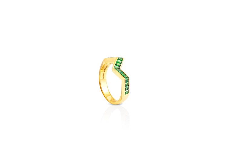 Origami Ziggy Stack Rings in Tsavorite  Kavant Sharart