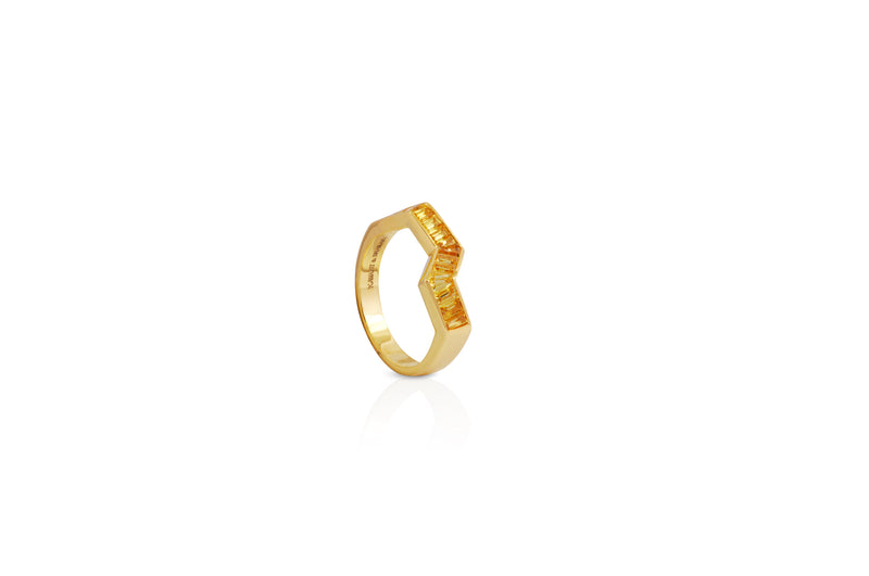Origami Ziggy Yellow Sapphire Ring in Yellow Gold