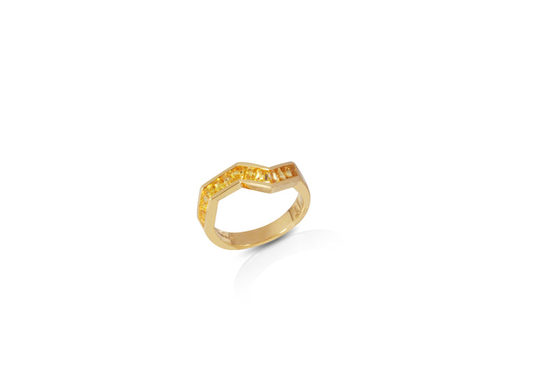 Origami Ziggy Yellow Sapphire Ring in Yellow Gold