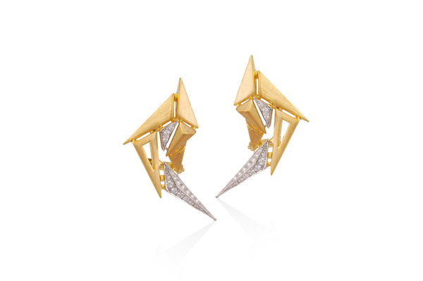 Origami Brushed Gold Swan Earrings
