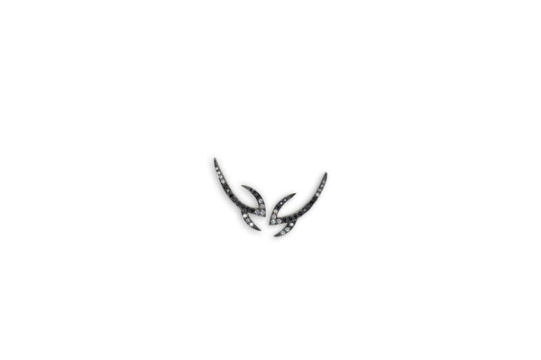 Le Phoenix Claw Black and White Diamond Earrings
