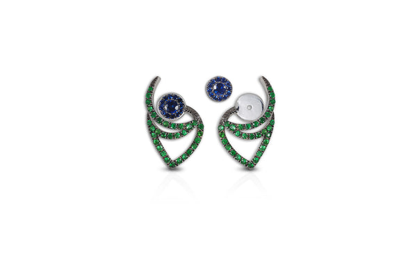 Le Phoenix Over-the-Moon Sapphire & Tsavorite Earrings