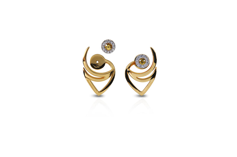 Le Phoenix Over-the-Moon Yellow Sapphire Earrings [ as seen on Hilary Duff ]