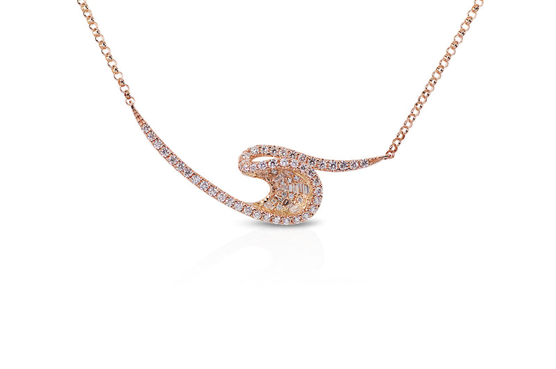 Talay Rose Gold Diamond Wave Necklace