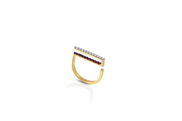 GeoArt Happy Rectangle Ruby & Diamond Ring