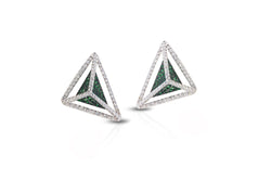 GeoArt Basic Triangle Tsavorite & Diamond Earrings