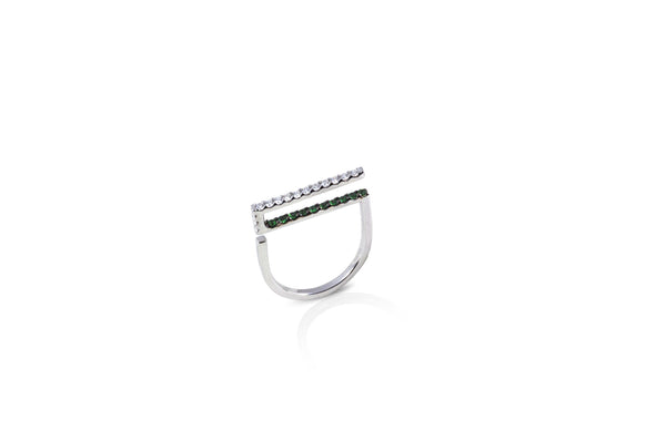 GeoArt Happy Rectangle Tsavorite & Diamond Ring