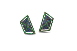 GeoArt Basic Trapeze Tsavorite & Sapphire Earrings