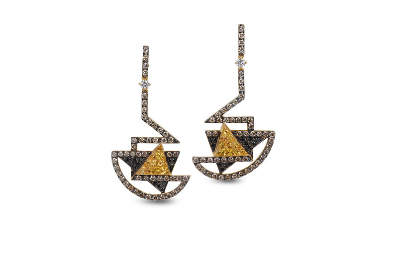 GeoArt TTR-X Series Yellow Sapphire Diamond Earrings