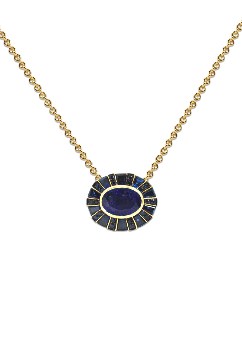 Classic 64 Twist Oval Blue Sapphire Necklace