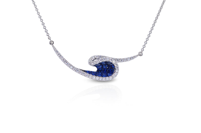 Talay Wave Invi Sapphire & Diamond Wave Necklace