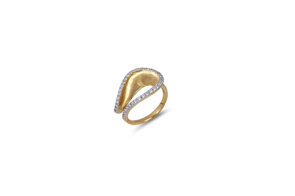 Talay Wave Brushed Gold Diamond Ring