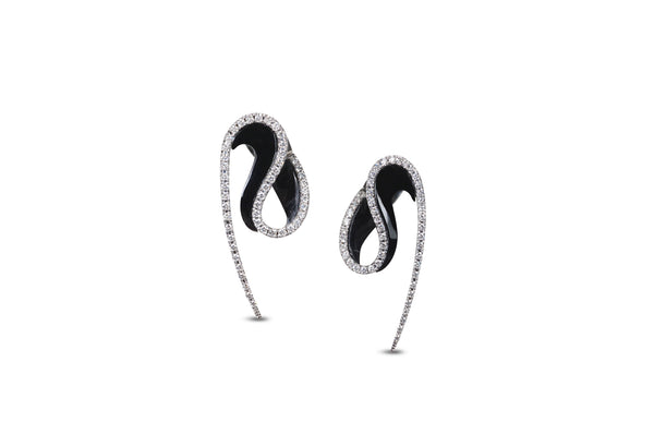 Talay Wave Onyx Earrings [as seen on Adriana Lima]