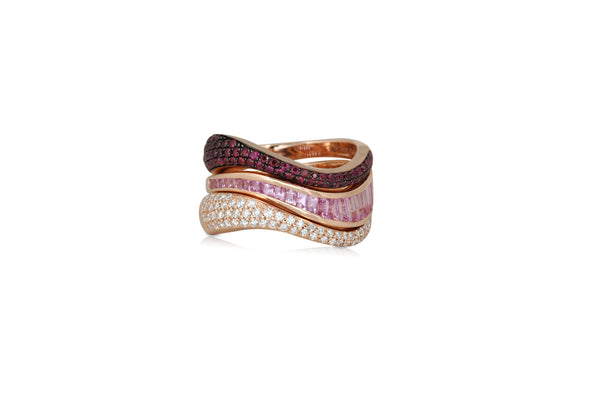 Talay Flow Wave Ring stack of 3