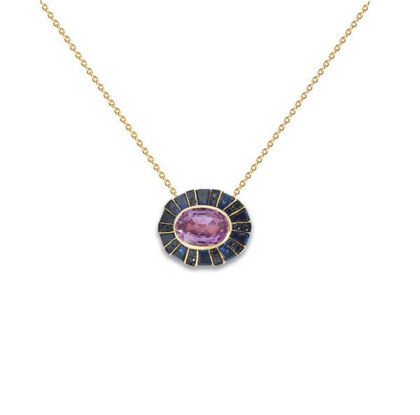 Classic 64 Twist Oval Blue and Purple Sapphire Necklace