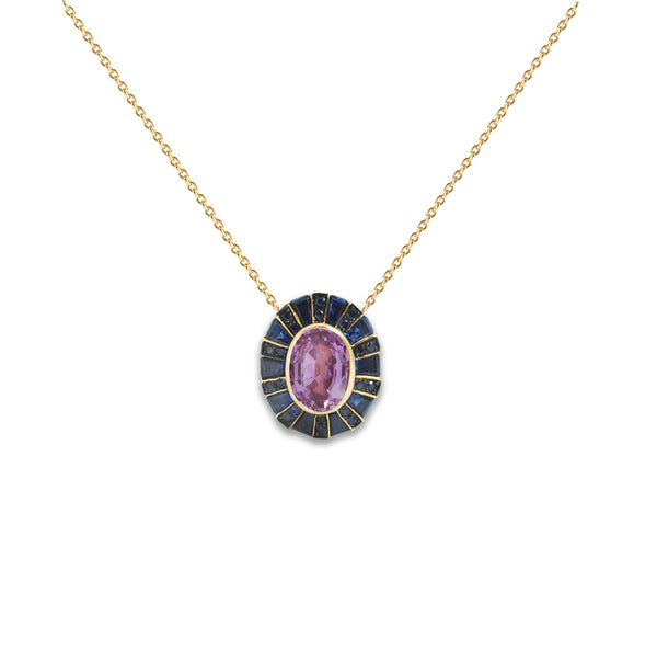 Classic 64 Twist Oval Blue and Purple Sapphire Necklace