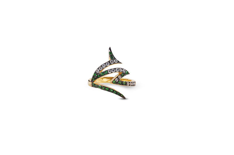 Le Phoenix Claw Diamond & Tsavorite Garnet Ring