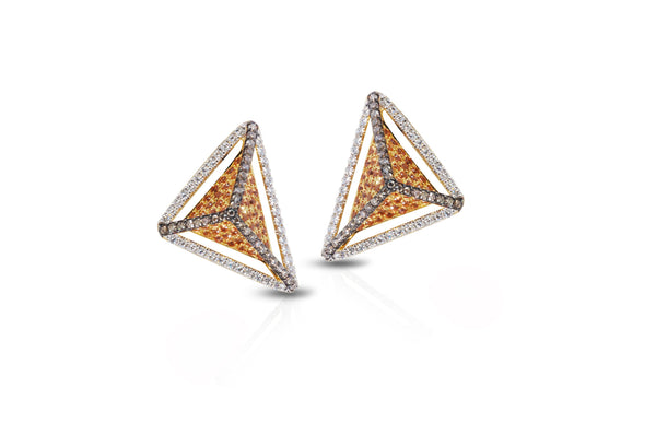 GeoArt Basic Triangle Yellow Sapphire & Diamond Earrings